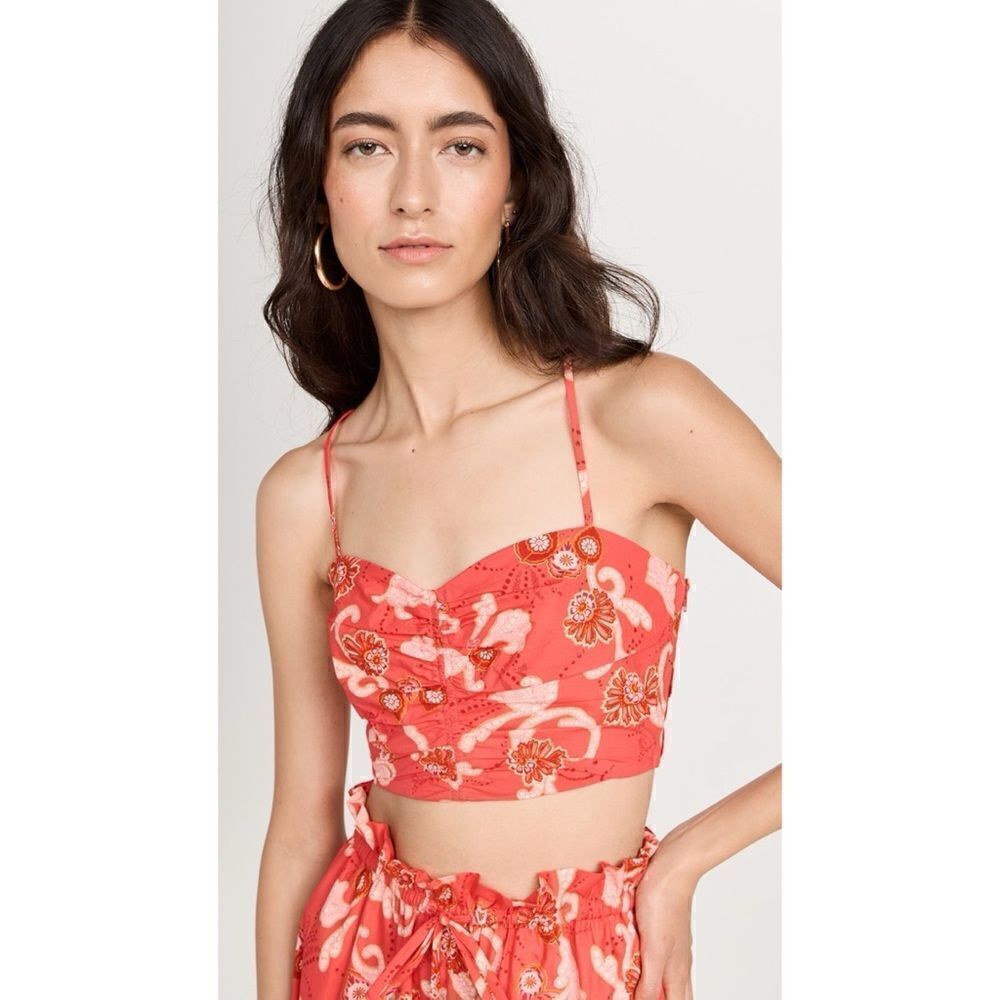 NWT A.L.C. Arit Floral Cotton Sweetheart Crop Top in Calla Multi, Size 6